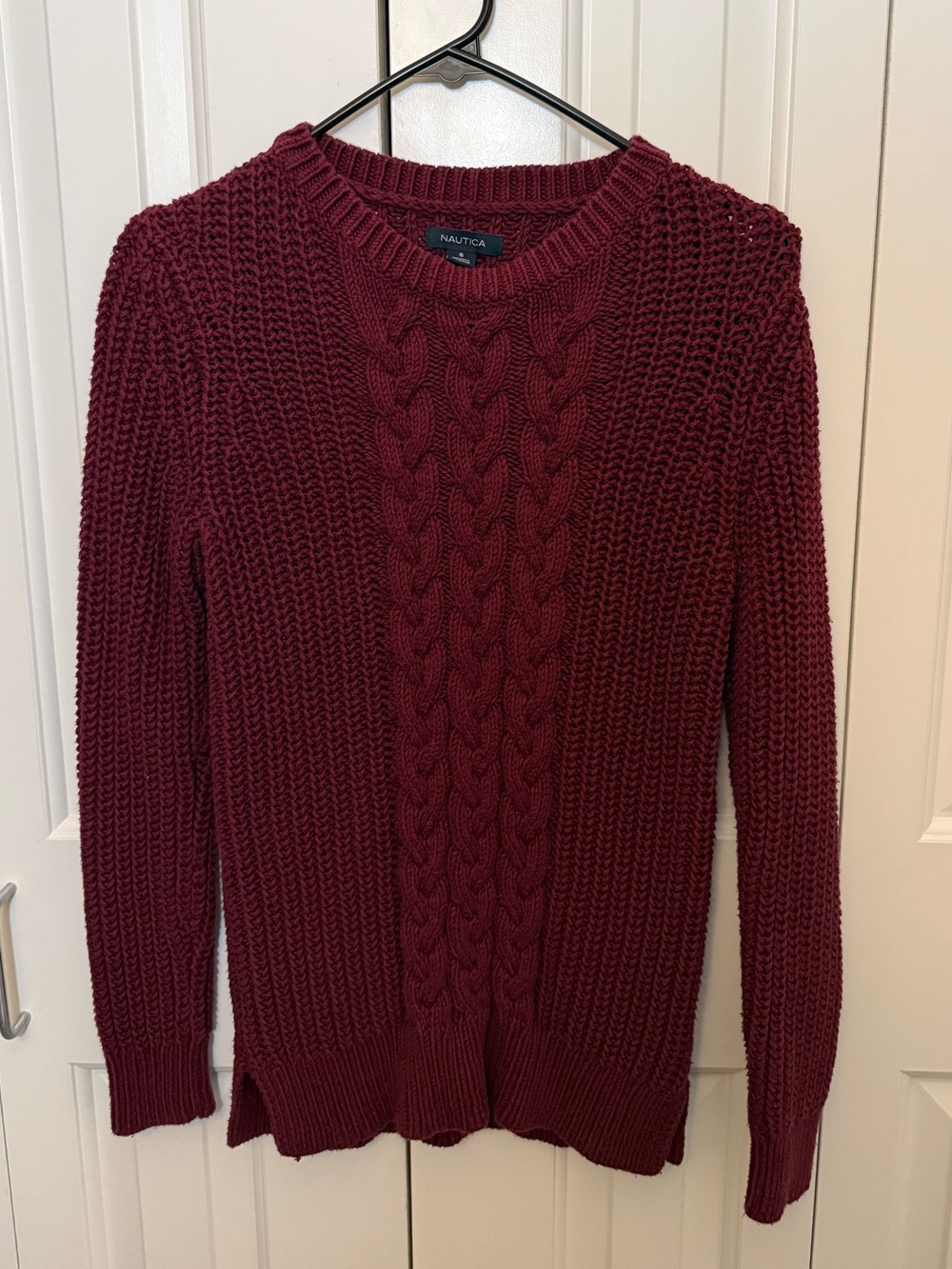 Nautica Cable Knit Sweater in Red/Maroon Size Small